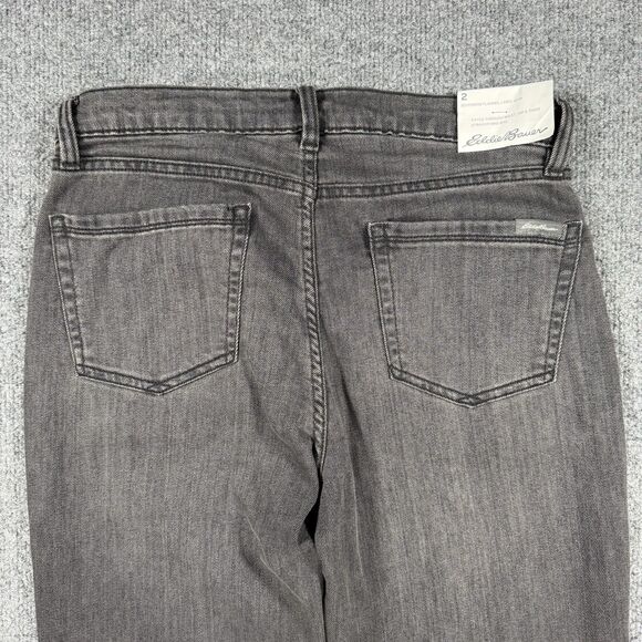 NWT Eddie Bauer Boyfriend Flannel Lined Midrise Straight Jeans Charcoal Size 2 - Picture 5 of 12